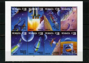 NICARAGUA 1994 SPACE/MOON LANDING SHEET OF 8 STAMPS MNH