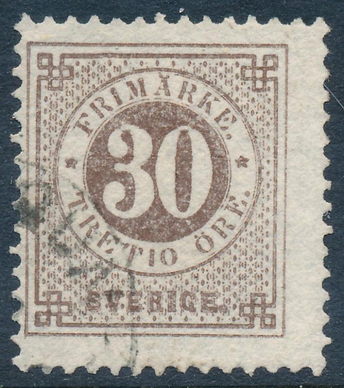 Sweden Scott 35/Facit 35f, 30ö brown Ringtyp p.13, F Used THICK numerals