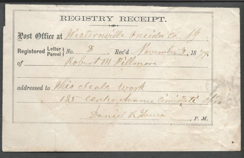 Registry Receipt, Westernville NY