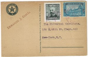 Costa Rica 1926 San Jose cancel on ESPERANTO card, with label, to the U.S.