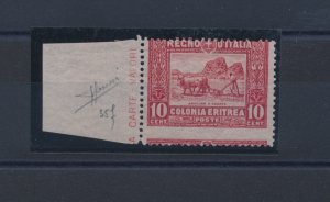 1910-14 ERITREA, African subjects, 10 cent red perforated strongly shifted upwar