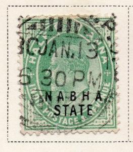 Indian States Nabha 1907 Early Issue Fine Used 1/2a. Optd 070094