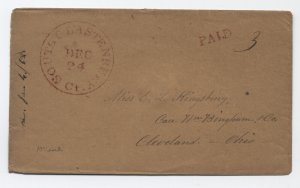 1850s South Glastenbury CT stampless cover paid 3 rate [6203.208] 