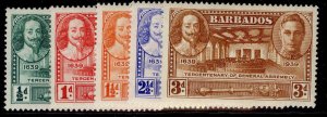 Barbados Gvi SG257-261, 1939 Three Hundred Years Of Ga Set, M The Cat-