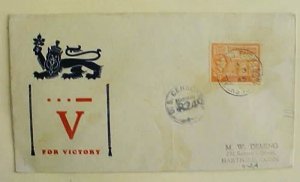 TURKS & CAICOS  PATRIOTIC CENSORED COVER JULY 1945  V for VICTORY CACHET