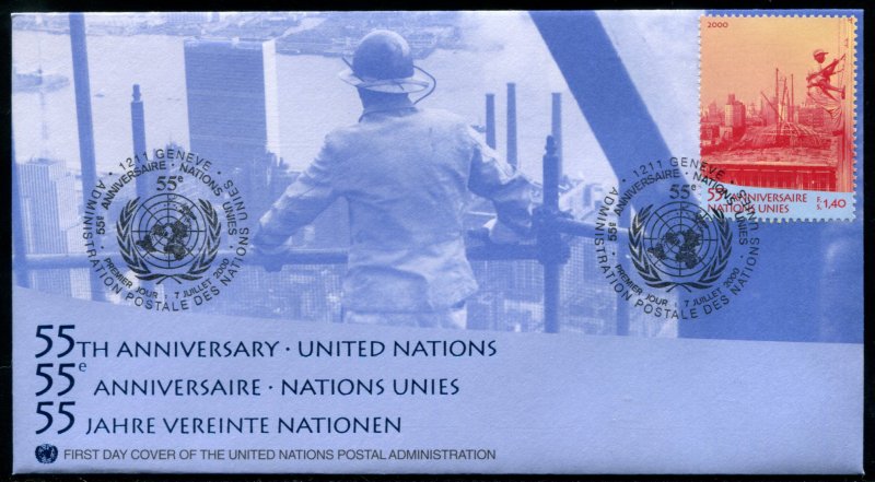 358-360 UN - Geneva 55th Anniversary FDC