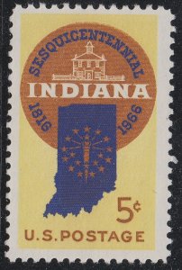 US 1308 Statehood Indiana 5c single MNH 1966