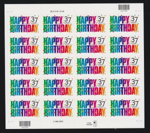 US 3695 37c Happy Birthday Mint Stamp Sheet Mint NH