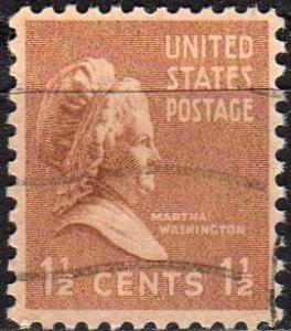 United States 805 - Used - 1 1/2c Martha Washington (1938) (5)