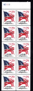 US Scott #2594a booklet Pane,  Folded