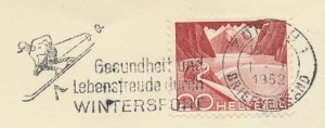 Cover / Postmark Switzerland 1952 Wintersport - Skiing