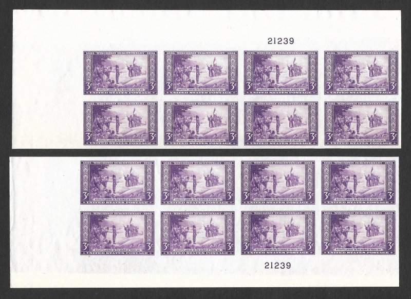 Doyle's_Stamps: Matched MNH 1935 3c Wisconsin Spec Prt PNB+ Scott #755** NGAI