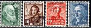 Switzerland Scott # B120 - B123, used