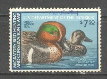 US Sc# RW46 USED F Green Winged Teal Duck Stamp