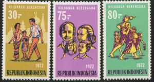 INDONESIA Sc#828-830 1972 Families Complete Mint NH