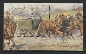 2020 Austria - Sc 2891 - MNH VF - 1 MS - Horse-drawn mail coach