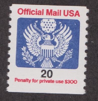 O138B 20c Official Mail MNH coil Single