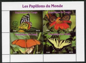 CONGO B. - 2013 - Butterflies of the World #6 - Perf 4v Sheet -Mint Never Hinged