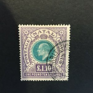 NATAL 1902/03   1 pound 10/- KE VII  FU  SG 143