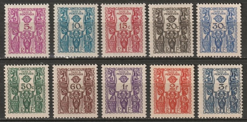 Cameroun 1939 Sc J14-23 Yt T14-23 postage due set MH* disturbed gum