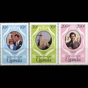 UGANDA 1981 - Scott# 314-6 Royal Wedding Set of 3 NH