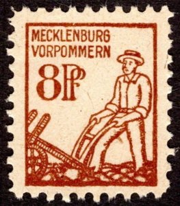 1946, Germany, Mecklenburg-Vorpommern 8pf, MNH, Sc 12N8