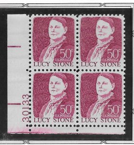 US#1293 50c Plate Block of 4 -Lucy Stone (MNH) CV $4.25