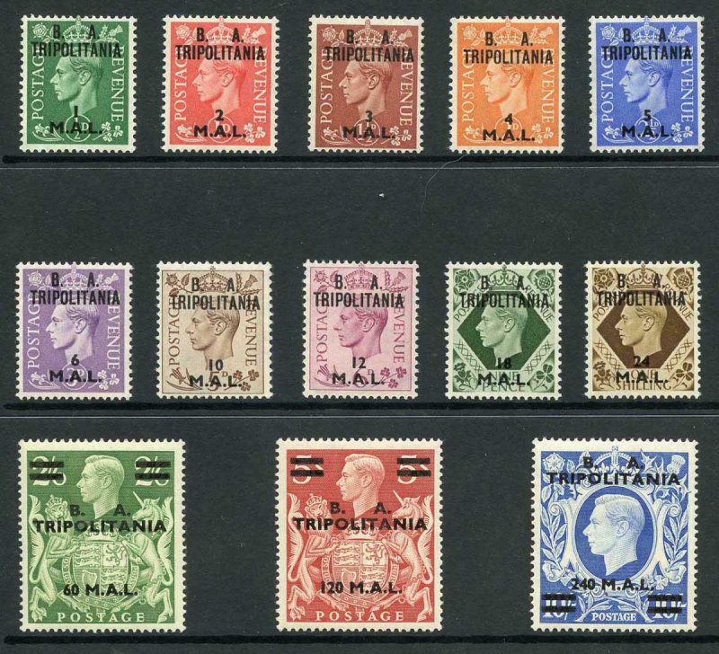 British Occupation SGT14/26 1950 KGVI Set of 13 with Opt M/M