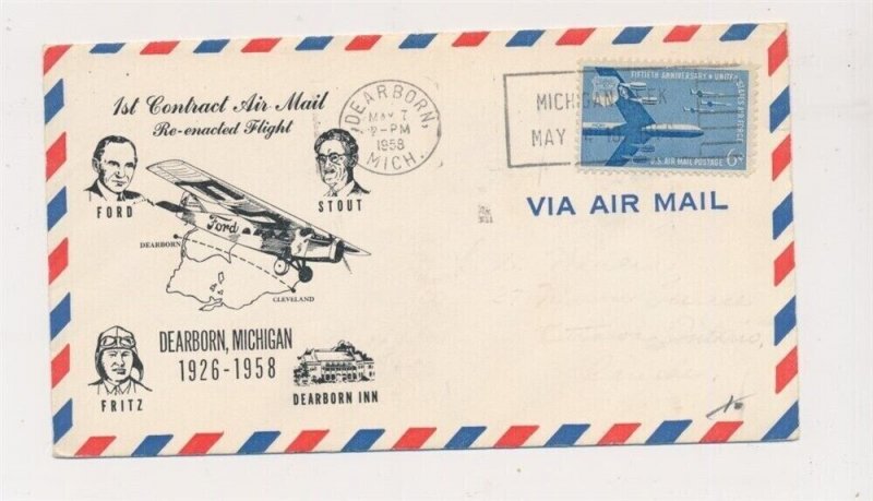 D346297 USA FFC 1st Contract Air Mail Re-enacted Flight 1958