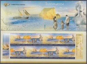 CYPRUS SC# 1020b.1 COMPLETE BOOKLET of 4 PAIRS of 2 - 2004 EUROPA ISSUE