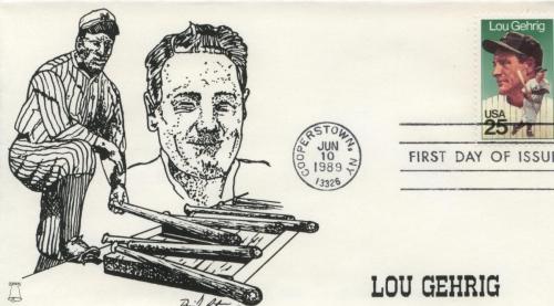 1989 Lou Gehrig Baseball (Scott 2417) Bell FDC