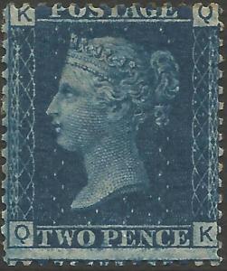 1869 sg48 2d deep blue plate number 15 lettered QK mint with gum