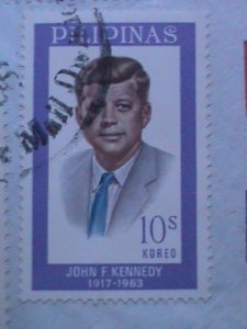 ​PHILIPPINES -1966-3 MINT & 3 USED PICTORIAL LARGE  STAMPS ON USED COVER VF