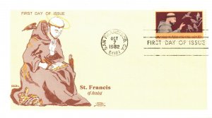 1982 FDC - St Francis of Assisi - Colonial Cachet - San Francisco, CA - F25051