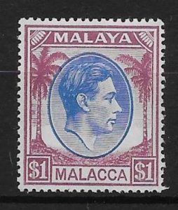 MALAYA MALACCA SG15 1949 $1 BLUE & PURPLE MTD MINT