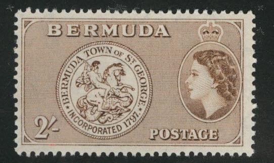 BERMUDA Scott 158 MNH** 2sh yellow brown from 1953-58 set