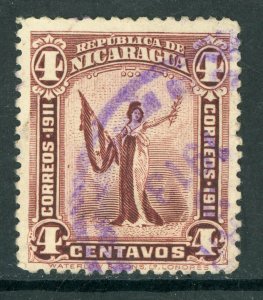 Nicaragua 1912 Liberty 4¢ Brown Violet Sc 298 VFU Q368