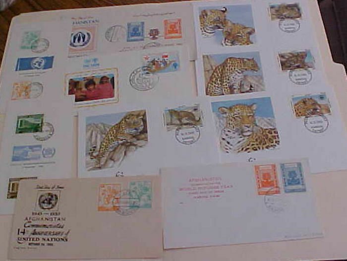 AFGHANISTAN 10 DIFF. FDC 1958-1985 TWO ARE CARDS CACHET UNADDRESSED