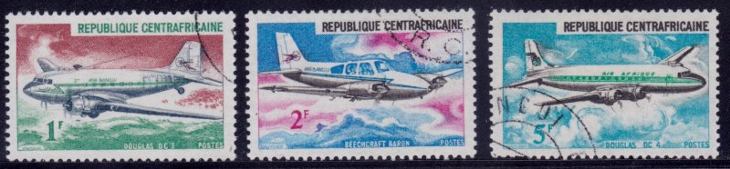 Central Africa, 1967, Aircraft, Airplanes, sc#93-95, used/cto++