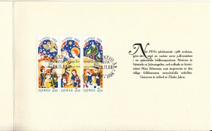Sweden 1988 Subscriber Gift Sc 1713-1718 Nativity Story on Christmas card
