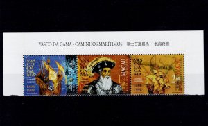 MACAO 1998 MNH top of sheet complete set Vasco da Gama Mf#956-8 Macau Portugal N