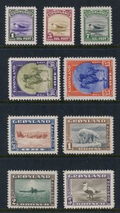 GREENLAND 1945, SC 10-18 VF/XF MNH Choice Never Hinged! scv$500.00  *Bay Stamps*