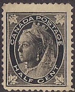 Canada #66 1/2 cent 1897 Victoria Stamp Unused LH OG VF 