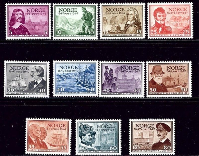 Norway 1947 300 ann Postal Service set of 15 stamps perfect condition (**) MNH !