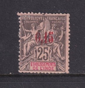 French India, Scott 22 (Yvert 22), MHR (small thin), signed Calves