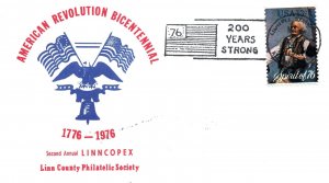 AMERICAN REVOLUTION BICENTENNIAL CACHET COVER AT 2nd ANNUAL LINNCOPEX 1976