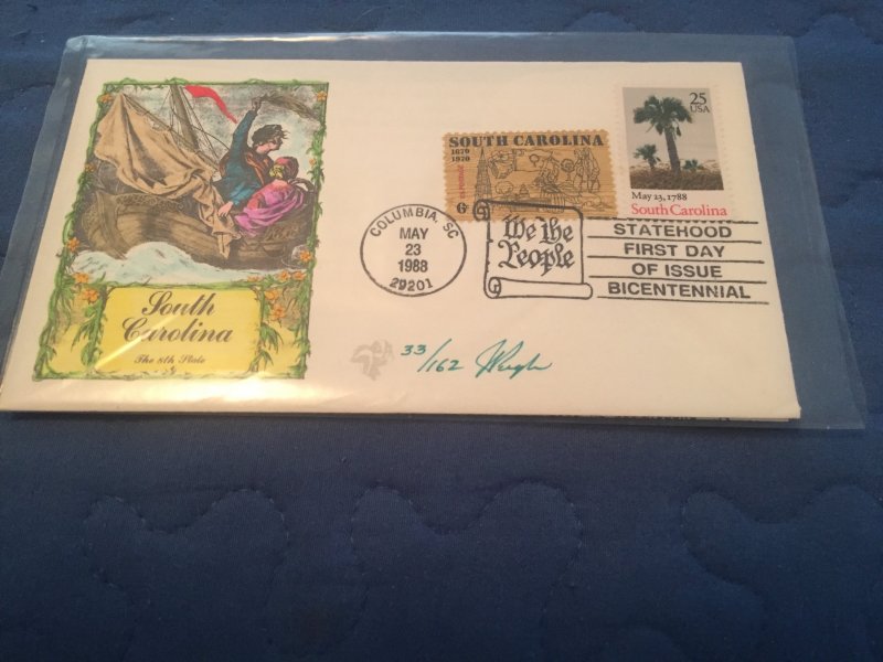 SUPER PUGH SIGED FDC South Carolina combo w stuffer