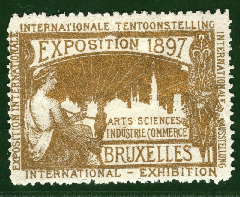 BRUSSELS EXHIBITION STAMP/LABEL Belgium 1897 *GOLD* Ink Print Mint MM B2WHITE31