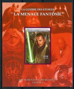 Star Wars Stamps Niger 1998 MNH Phantom Menace Qui-Gon Jinn 1v IMPF M/S