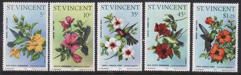 St. Vincent #465-69 F-VF Mint LH * Birds, Flowers